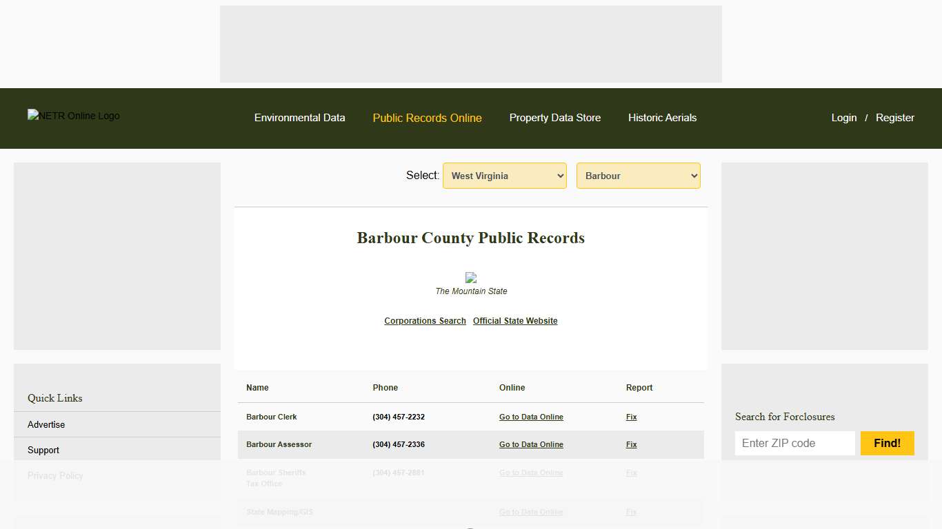 NETR Online • Barbour • Barbour Public Records, Search Barbour Records, Barbour Property Tax, West Virginia Property Search, West Virginia Assessor